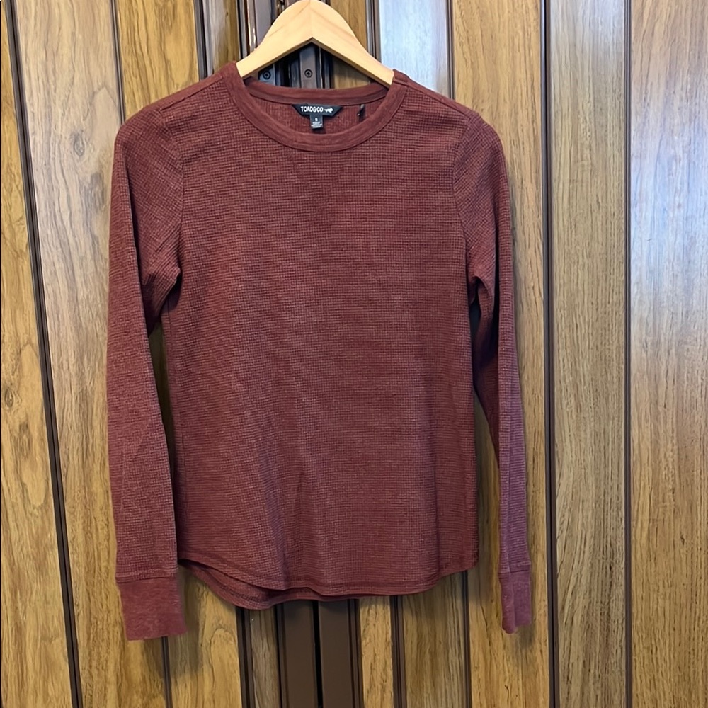 Toad & Co.: Long Sleeve Waffle Knit Crew Neck Top: Manzita Reddish orange: Small